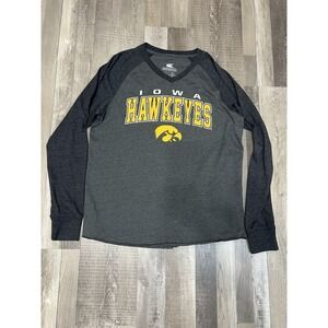 Iowa Hawkeyes Grey and Black Long Sleeve Shirt Grey‎ Woman's Large